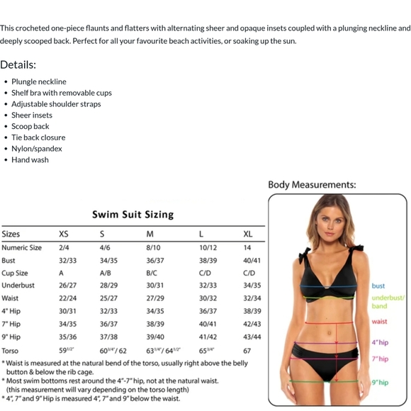 Becca Color Play Crochet One Piece Swimsuit Black - Picture 4 of 4